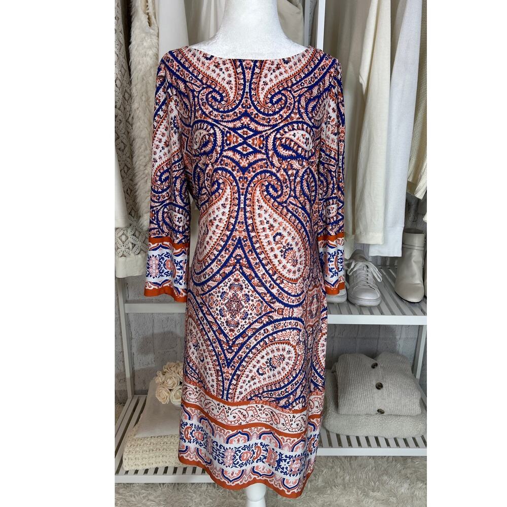 Suite 7 Women's Size 8 Navy & Orange Paisley Print Sheath Dress #0500